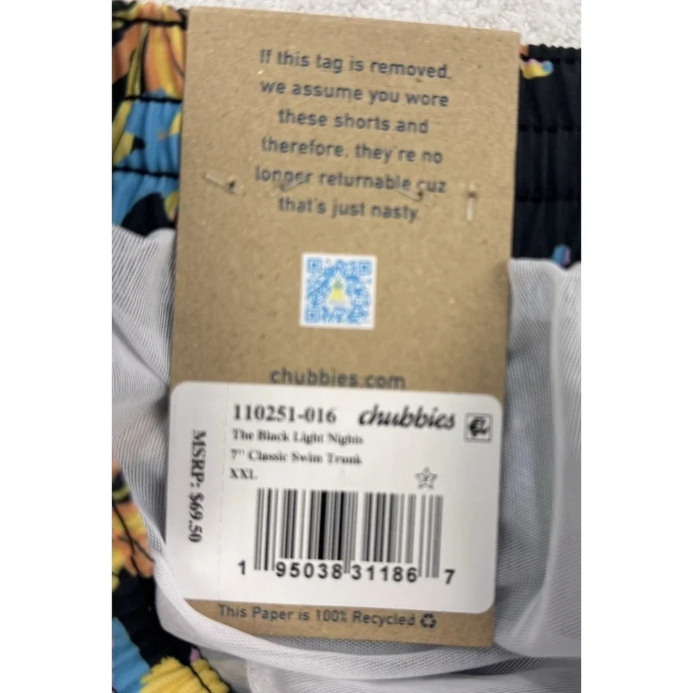 Chubbies The Black Light Nights Swim Trunks Mens XXL 7